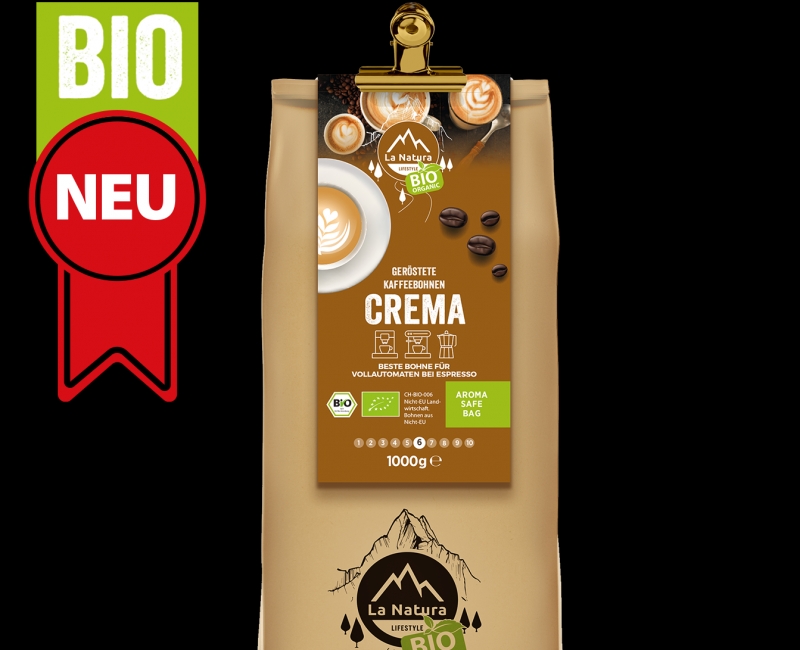 Milder Crema BIO Kaffee Bohne 1000g 